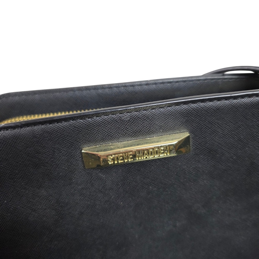 Steve Madden Crossbody Bag Women Small Black Good Triple Zip Saffiano Purse - Picture 2 of 11